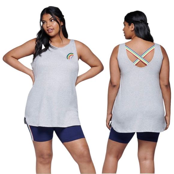 Lane Bryant Other - Lane Bryant Cacique Rainbow Tank Bike Short Pajama Set Women’s Size 22/24 Pride